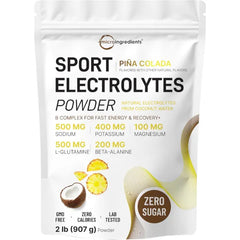 Micro Ingredients Electrolytes Powder, 2 lbs | 95 Servings | Sugar Free Workout Hydration | Potassium, Sodium, L-Glutamine, Beta-Alanine, & More | Natural Coconut Water | Pineapple Piña Colada Flavor