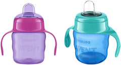 Philips Avent SCF551/05 Spout Cup, 200 ML, Green And Blue, 6+ Months with Philips Avent Spout Cup, 200 Ml, Pink/Purple, SCF551/03