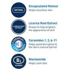 CeraVe Retinol Serum for Post-Acne Marks and Skin Texture | Pore Refining, Resurfacing, Brightening Facial Serum with Retinol and Niacinamide | Fragrance Free, Paraben Free & Non-Comedogenic| 1 Oz