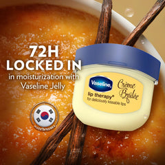 Vaseline Lip Care Crème Brulee Lip Balm Tub With Pure Jelly & Crème Brulee For Deliciously Kissable Lips| Nourishes & Protects Lips| Non-greasy Lip Moisturizer for Naturally Tinted Lips| 7 gm
