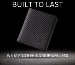 Stealth Mode Leather Trifold RFID Wallet For Men With Flip Out ID Holder - Carbon Fiber