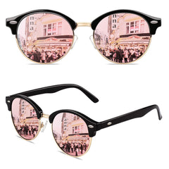 GQUEEN Classic Horn Rimmed Semi Rimless Polarized Sunglasses for Men Women GQO6