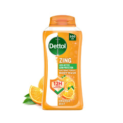 Dettol Zing Antibacterial Bodywash, 10X Better Odour Protection, 100% Better Germ Protection, Orange Zest, 500ml (Packaging may vary)