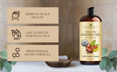 Handcraft Blends USDA Organic Jojoba Oil - Cold-Pressed 16 Fl Oz - 100% Pure and Natural - Premium Grade Carrier Oil for Skin and Hair - Hair and Body - Massage - Hexane-Free