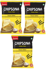 Chheda's Chipsona classic salted Potato Chips| Authentic Namkeen Snacks - 90g (Pack of 3)