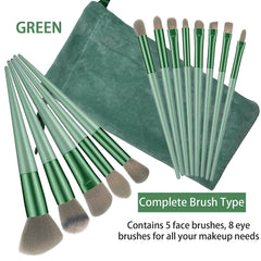 Makeup Brushes 13 Pcs Makeup Kit,Foundation Brush Eyeshadow Brush Make up Brushes Set (Green, 13 Piece Set)