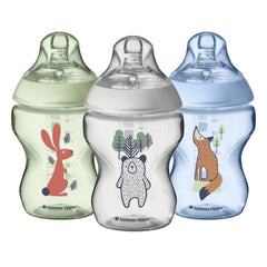 Tommee Tippee Closer to Nature Baby Bottles, Woodland Friends | Breast-Like, Anti-Colic Valve (9oz, 3 Count)