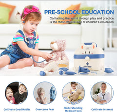 Masroo Doctor Kit for Kids - Pretend Play Educational Doctor Toys, Medical Kit with Stethoscope, Doctor Playset for Dentist Doctor, Role Play Toys for 3 4 5 6 7 8 Years Old Girls & Boys Toddler Gifts
