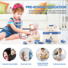 Masroo Doctor Kit for Kids - Pretend Play Educational Doctor Toys, Medical Kit with Stethoscope, Doctor Playset for Dentist Doctor, Role Play Toys for 3 4 5 6 7 8 Years Old Girls & Boys Toddler Gifts