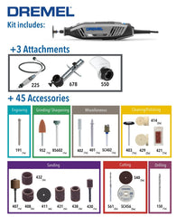 Dremel 4250 Rotary Tool 175 W, Multitool Kit with 3 Attachments 45 Accessories, 175W Motor with Electronic Feedback, Variable Speed 5.000-35.000 RPM