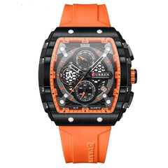 Men's waterproof chronograph watch with silicone strap, 8442 - Black