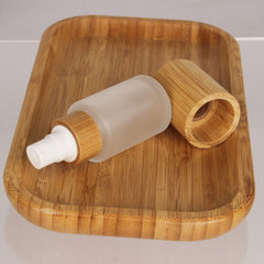 COSIDEA 6 pcs Empty 1oz / 30ml bamboo lid Frosted glass spray bottle with fine mist despenser head for liquid perfume toiletries, toner bottles