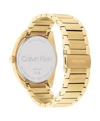 CALVIN KLEIN MEN'S GOLD DIAL IONIC PLATED THIN GOLD STEEL BRACELET WATCH - 25200447