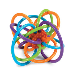 Manhattan Toy Winkel Rattle And Sensory Teether Toy 5 Inch x 4 Inch x 3.5 Inch - Blue/Green/Orange