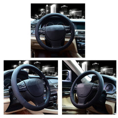 Valleycomfy Microfiber Leather Steering Wheel Covers - 15in (Black)