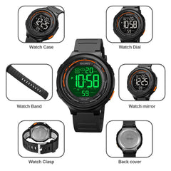 SKMEI Men's Digital Sports Wrist Watch LED Screen Large Face Electronics Military Watches Waterproof Alarm Stopwatch Back Light Outdoor Casual Black Watch - 1841