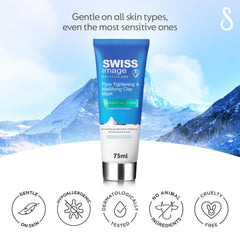 Swiss Image Essential Care Pore Tightening & Mattifying Clay Mask 75ml | Cleanses, Firms & Mattifies | Gently Exfoliates and Tightens Pores | Daily Scrub Combination to Oily Skin