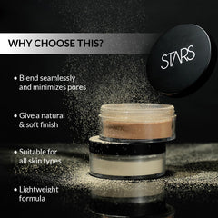 Stars Cosmetics Translucent Powder Face Makeup Compact For All Skin Types Full Coverage Flawless Matte Finish Fixes the Base and Blends Seamlessly Easy Application For Girl & Women (Tan Matt) 20g