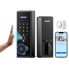 Philips 5000 Series Palm Vein WiFi Smart Deadbolt Lock with Built-in Doorbell - Matte Black