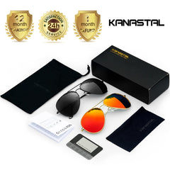 KANASTAL Polarized Sunglasses for Women and Men, Metal Frame Sun Glasses Retro Shades for Mens Driving Outdoor Military Style 100% UV400 Protection