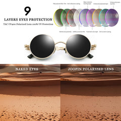 Joopin Steampunk Round Sunglasses - Metal Frame, 100% UV Protection (B02-Gold Black)