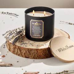 Bath & Body Works White Barn 3-Wick Candle in Mahogany Teakwood High Intensity