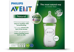 PHILIPS AVENT - Natural Baby Bottle Glass 8oz, 3pk