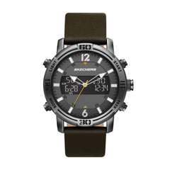 Skechers Men's Quartz Lightweight Analog Digital Watch - Redlands Gunmetal/Brown