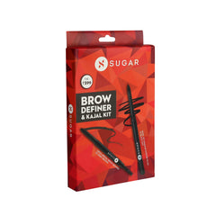 SUGAR Cosmetics Kajal & Brow Definer Kit | Kohl Of Honour Intense Kajal - 01 Black Out |Smudge Proof, Water Proof Kajal, Arch Arrival - Brow Definer - 01 Jerry Brown