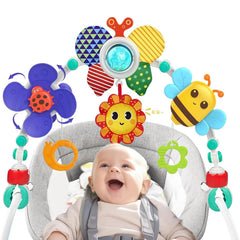 Masroo Adjustable Arch Bassinet Toys for Infant & Toddlers, Stroller Arch, Baby Crib Toys with Fascinating Toys for Stimulating Baby’s Senses and Developing Motor Skills