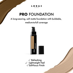 LORAC Pro Soft Focus Longwear Foundation | Full Coverage | Lightweight | Water-Resistant | Oil-Free | Shade 20