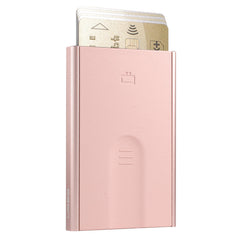 OGON Aluminum automatic card holder Slider - RFID Blocking – The original minimalist slim wallet for men and women - Up to 6 cards - Matt Paint Blush Pink