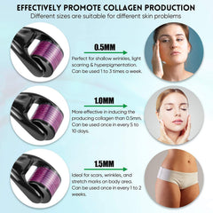 BePrincess Derma Roller Set of 3 Derma Microneedle Rollers for Face Body - 0.5/1.0/1.5 mm Microneedling Roller, 540 Titanium Micro Needles, Storage Case Included