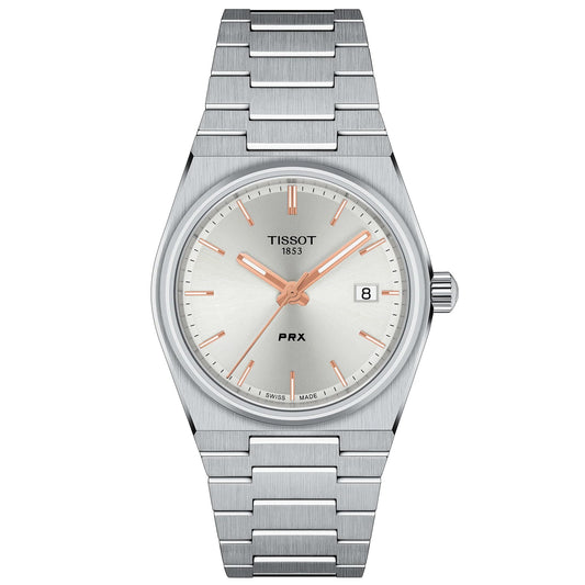 Tissot Unisex PRX 35mm 316L Stainless Steel case Quartz Watch, Grey, Stainless Steel, 11 (T1372101103100)