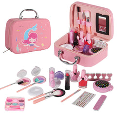 Morelian 20pcs/set Girls Makeup Kit Real Kids Make Up Set Cosmetics Play Set Washable Safe with Carry Case for Little Girls Party Game Birthday Gift