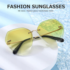 AEVOGUE Sunglasses For Women Oversized Rimless Diamond Cutting Lens Sun Glasses AE0534