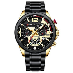 CURREN 8395 Men's Wrist Watch Chronograph Waterproof Sports Brand Luxury Military Style - BLACK GOLD