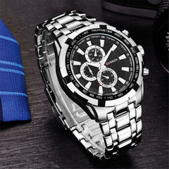 CURREN Watches Men,Sports Waterproof Stainless Steel Quartz Wrist Watch for Men and Boys, 8, Quartz Movement - Silver