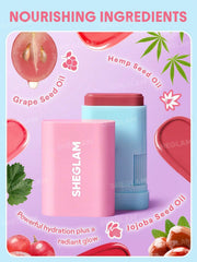 SHEGLAM Glass Glow Blush Stick, 2-in-1 Lip and Face Blush, Vitamin E and Jojoba-Infused (Cherry Express)
