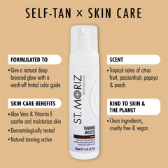ST. MORIZ St Professional Instant Tanning Mousse With Aloe Vera, Vitamin E, Fast Drying Vegan Fake Tan, Dark (200Ml)