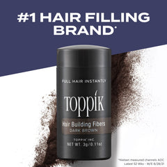 Toppik Hair Building Fibers with Premium Keratin Fibers Conceals Hair Thinning and Hair Loss for Fuller Looking Hair that Gives Completely Natural Look For Men and Women Dark Brown, 12 Grams