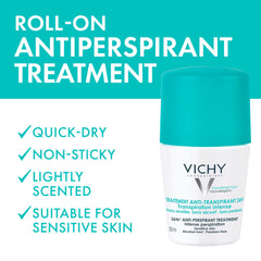 Vichy 48 Hour Anti-Perspirant Treatment Roll-On for Sensitive Skin, 50 ml