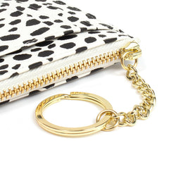 Valentoria Minimalist Small Leather Card Holder Pocket Wallet Womens Coin Purse Handbag (Leopard-White)
