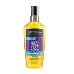 John Frieda Frizz Ease Nourishing Elixir Oil, Healthy Moisture For Unmanageable Hair, InfUSed With Penetrating Argan Heat Protectant, 3 Fl Oz
