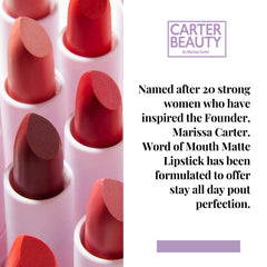 Carter Beauty, Ireland. Chocolate Brown Matte Lipstick. Long Wear, Non-Drying & Heavily Pigmented. Word Of Mouth - Josephine
