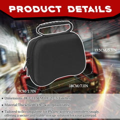 BOROLA Portable Gamepad Storage Bag Compatible for PS5 EVA Hard Case, Waterproof & Shockproof, Travel Protection with Mesh Pockets for Accessories, Shockproof Organizer for Wireless Joystick(Black)