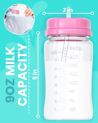 Skywin Self Feeding Baby Bottle 8oz Bottle Holder for Baby - 2 Pack Baby Bottle with Straw, Anti Colic, for Convenient Feeding (Pink)