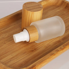 COSIDEA 6 pcs Empty 1oz / 30ml bamboo lid Frosted glass spray bottle with fine mist despenser head for liquid perfume toiletries, toner bottles