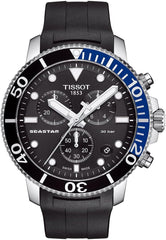 Tissot Seastar GTS QTZ CHR SS SYN BK IND, Black, Quartz Movement