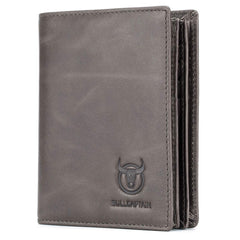 BULLCAPTAIN Large Capacity Genuine Leather Bifold Wallet/Credit Card Holder for Men with 15 Card Slots QB-027, Light Brown, Small, Modern